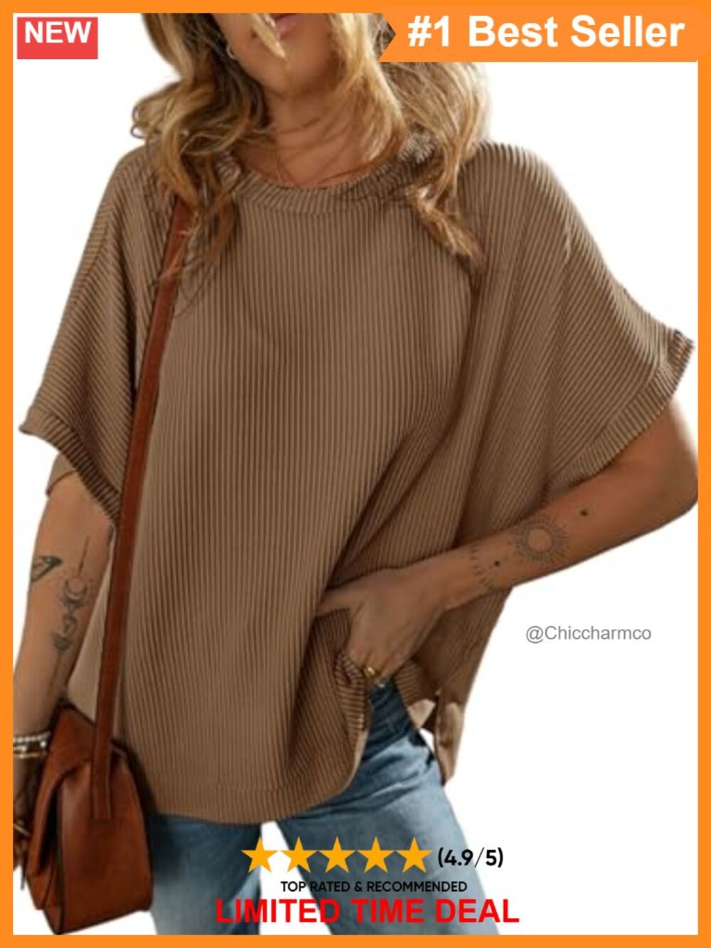 Womens Oversized Tunic Top Short Sleeve Knit Crew Neck Pullover Blouse